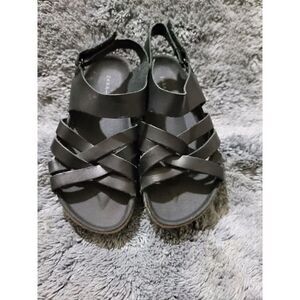 Zara Black Leather Sandals size 24